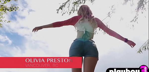  Small tits blonde babe Olivia Preston really enjoyed a posing action outdoor